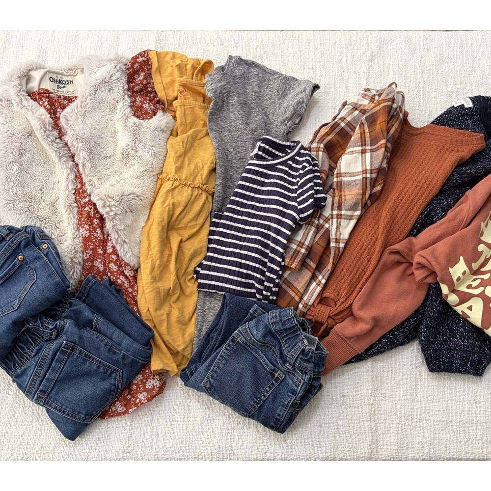 Lot of 12 Pieces Girls Clothes 4/5 Gap H&M Osh Kosh Cat And Jack School Fall